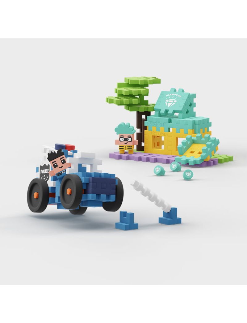 Marioinex Mini Waffle City Carro da Polícia e Loja de Jóias 80 pcs