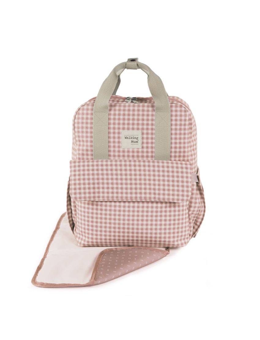 MOCHILA DE MATERNIDADE I LOVE VICHY PINK