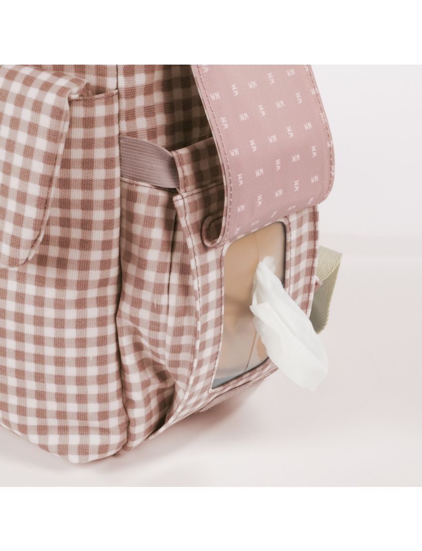 MOCHILA DE MATERNIDADE I LOVE VICHY PINK