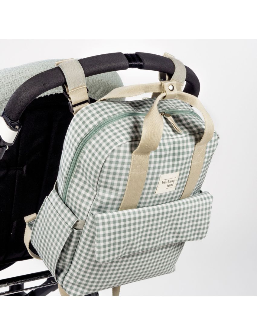 MOCHILA DE MATERNIDADE I LOVE VICHY GREEN