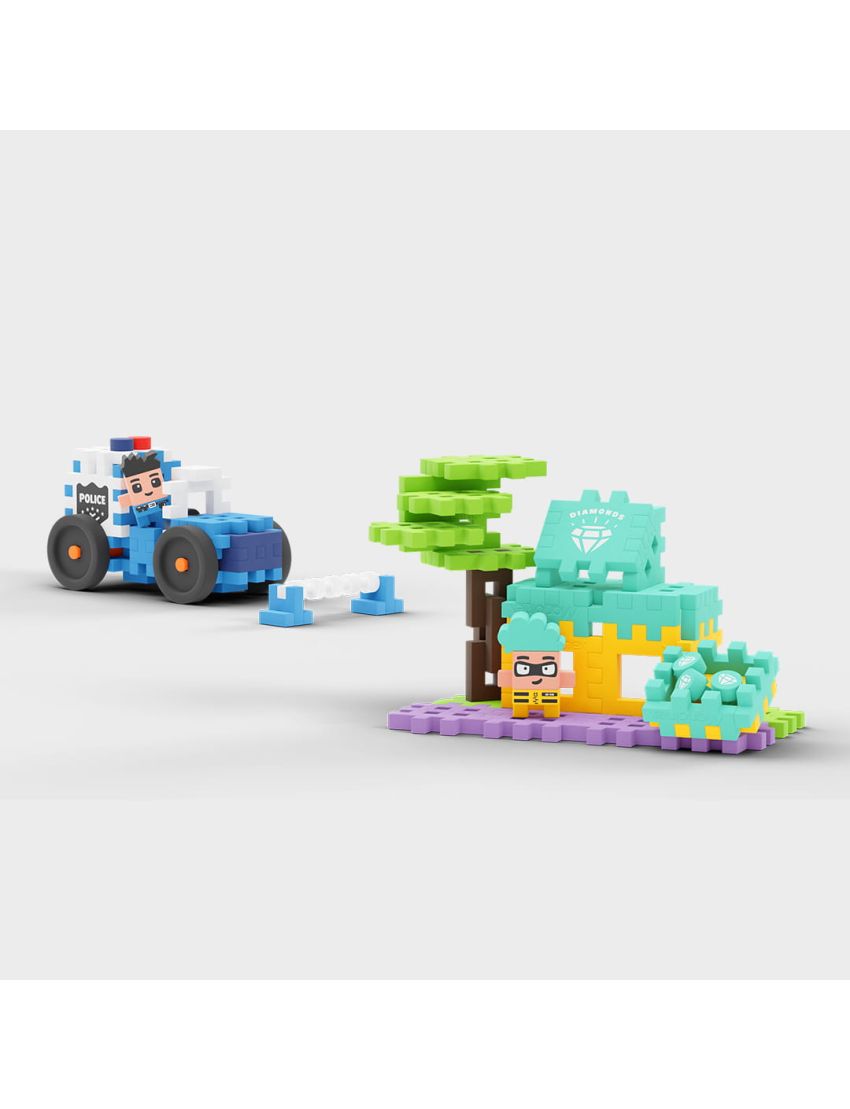 Marioinex Mini Waffle City Carro da Polícia e Loja de Jóias 80 pcs
